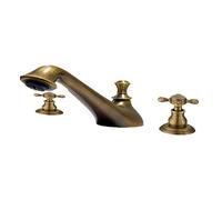 Robinet Mitigeur Lavabo Salle de Bain Robinets en Laiton Antique pour Lavabo de Salle de Bain à Double Levier Croisé 3 Trous Robinet de Salle de Bains Eau Chaude Et Froide Antique