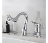 Robinet Mitigeur Lavabo Salle de Bain Robinetterie Cascade pour Lavabo de Salle de Bain Eau Chaude Et Froide Robinet de Salle de Bains avec Tuyaux Pistolet Gris Style Bas