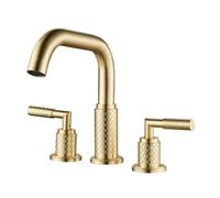 Robinet Mitigeur Lavabo Salle de Bain Robinetterie de Lavabo 3 Trous en Laiton à Double Poignée Split Robinet de Salle de Bains 3 Trous-Gris