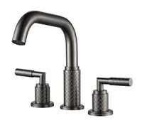 Robinet Mitigeur Lavabo Salle de Bain Robinetterie de Lavabo 3 Trous Laiton Double Poignée Split Robinet de Salle de Bains 3 Trous-Or