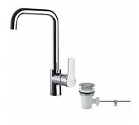 Robinet mitigeur lavabo Titanium bec haut chromé vidage tirette