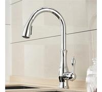 Robinet mitigeur monocommande eau chaude froide avec douchette pivotante à 360° robinet monobloc extractible monté sur le pont for évier de cuisine(Silver)