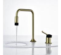 Robinet Mitigeur Monocommande pour Lavabo Salle de Bain Col de Cygne 2 Trous Robinet Lave Main g1/2,Or Brossé