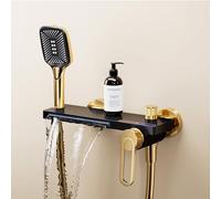 Robinet mitigeur mural avec fixation de douche, finition chromée, robinets de baignoire cascade, remplissage de baignoire de salle de bain