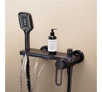 Robinet mitigeur mural avec fixation de douche, finition chromée, robinets de baignoire cascade, remplissage de baignoire de salle de bain