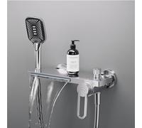 Robinet mitigeur mural avec fixation de douche, finition chromée, robinets de baignoire cascade, remplissage de baignoire de salle de bain