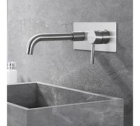 Robinet mitigeur mural en acier inoxydable brossé pour salle de bain 2 trous chaud et froid - Poignée unique dissimulée pour salles de bains modernes