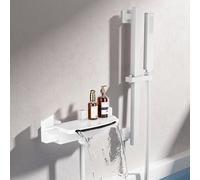 Robinet mitigeur mural noir pour baignoire cascade robinet de douche avec kit de rail montant rigide robinet mitigeur moderne pour une expérience de salle de bain luxueuse (blanc)