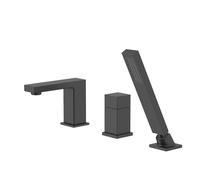 Robinet mitigeur noir pour baignoire et douche 3 trous avec contrôle à levier unique - Ensemble complet de pommeau de douche et tuyau pour une mise à niveau élégante de la salle de bain