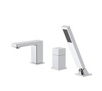 Robinet mitigeur noir pour baignoire et douche à 3 trous avec levier unique, ensemble complet avec pommeau de douche et tuyau pour salle de bain moderne, élégant et fonctionnel