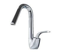 Robinet mitigeur pivotant à 360° pour évier de salle de bain - Résistant aux éclaboussures - Pommeau de douche - Accessoires de salle de bain (chromé)