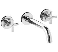Robinet Mitigeur pour Lavabo Mural en Laiton Double Commande Argenté Kaieteur