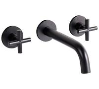 Robinet Mitigeur pour Lavabo Mural en Laiton Double Commande Noir Kaieteur