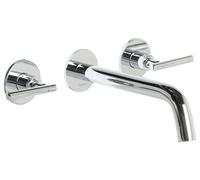 Robinet Mitigeur pour Lavabo Mural en Laiton Double Levier à 3 Trous Argenté Ishinca