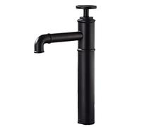 Robinet Mitigeur Salle De Bain Robinet Fengshui Industriel Tout En Cuivre Noir, Robinet De Lavabo Rétro Rouge Chaud Et Froid, Robinet De Lavabo De Comptoir, Noir De Style Haut
