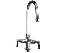 Robinet mitigeur sur pied Renaissance pour évier de cuisine pivotant à double levier Robinet traditionnel, bec pivotant, chromé