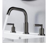 Robinet mitigeur vintage gris à 3 trous à double poignée pour lavabo de salle de bain et baignoire Robinet monté sur le pont Élégant Décoration d'intérieur