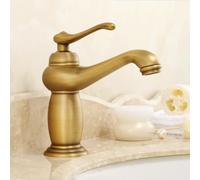 Robinet mitigeur vintage pour salle de bain à poignée unique pour eau chaude et froide, style antique, robinet mitigeur court idéal pour lavabo et décoration de salle de bain
