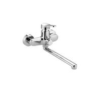 Robinet Mural à Bras Long Orientable avec Inverseur Finition Chromée Argent