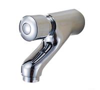 Robinet mural à fermeture automatique, robinet poussoir de lavabo en laiton avec levier unique, robinet d'eau froide finition chromée pour toilettes publiques et lavabo, fermeture anti-goutte