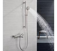 Robinet Mural Baignoire avec Douchette 3 Modes Brossé Brillant 2 Trous Entraxe 150mm Mitigeur Bain Douche