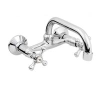 Robinet mural - Chromé - 20cm - Laiton - Style rétro - 2 trous