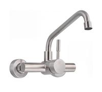 Robinet mural de cuisine en acier inoxydable avec pivot à 360 ° 2 modes mélangeur monocommande aérateur extractible eau chaude et froide finition brossée 304 construction