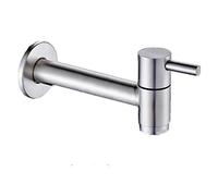 Robinet mural en acier inoxydable pour lavabo de salle de bain, étang à laver, robinet d'eau froide, robinet de jardin, patio, robinet de toilettes, filetage G1/2"