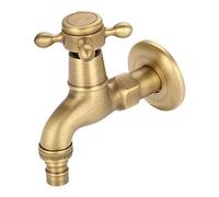 Robinet Mural en Laiton Antique, Style Vintage Européen, G1/2, Montage Simple Trou, Poignée Unique, pour Jardin Extérieur et Maison