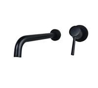 Robinet mural en laiton noir - Robinet d'évier à poignée unique de 25 cm pour salle de bain et cuisine, mélangeur d'eau élégant et design élégant, parfait pour les intérieurs modernes