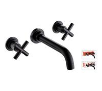 Edouard Rousseau – Robinet mural lavabo – tête céramique 1/4 t – col de cygne – noir