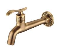 Robinet mural long pour jardin, utilisation en laiton massif antique pour salle de bain, lavabo, lavabo, lave-linge, robinet d'eau froide (antique-A1)