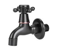 Robinet mural noir rétro cuivre noir robinet d'eau classique robinet d'eau de jardin à ouverture rapide froide pour usage domestique de salle de bain(Short Faucet)