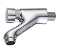 Robinet mural retardateur avec mécanisme de pression manuelle pour robinet de lavabo économiseur d'eau, design moderne et simple en finition argentée, fabriqué à partir de laiton massif pour salle de