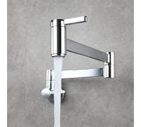 Robinet Mural Robinet Pliant en Laiton Single Hdle Robinet De Remplissage De Pot électrolytique Ensemble De Centre De Robinet Robinets Froids Simples Rotatifs Contemporains, Chrome