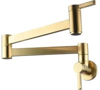 Robinet Mural Robinet Pliant en Laiton Single Hdle Robinet De Remplissage De Pot électrolytique Ensemble De Centre De Robinet Robinets Froids Simples Rotatifs Contemporains, Brushed Gold