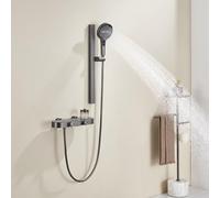 Robinet Mural Salle de Bain Baignoire de Cascade 3 Trous Mitigeur Baignoire avec Douchette,gris