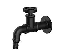 Robinet mural style industriel vintage noir tout matériau en cuivre robinet extérieur d'eau de jardin à ouverture rapide pour salle de bain robinet de machine à laver robinet d'évier rétro à