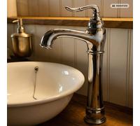 Robinet Nostalgie PaulGurkes en Chrome pour Lavabo Sur Plateau