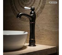 Robinet Nostalgie PaulGurkes en Noir et Laiton pour Lavabo Sur Plateau