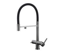 Robinet Osmoseur Cuisine Extractible 3 en 1 Flexible Mitigeur Evier avec Douchette 1 Trou,gris Pistolet