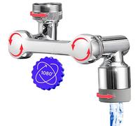 Robinet Pivotant 1080° Mousseur Robinet avec 2 Modes de Pulvérisation Adaptateur de Robinet d'Extension Universel Corps en Laiton Chromé M. ROSENFELD HOME