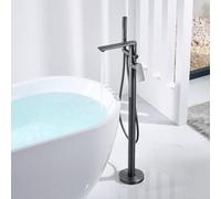 Robinet pour Baignoire Ilot Gris Pistolet 2 Sorties Mitigeur Baignoire avec Douchette Rotation 360° Mitigeur Bain Douche Chaude et Froide