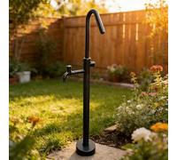 Robinet pour jardin vertical Colonne d'eau extérieure à double sortie, idéale pour l'irrigation du jardin le lavage ainsi que pour une utilisation en arrière-cour ou à la ferme,Noir,100cm/39.4in