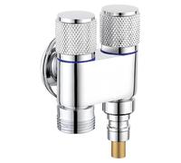 Robinet Pour Machine À Laver Miniature Avec Arrêt D'Eau Automatique Une Entrée Et Deux Sorties Vanne D'Angle G1/2 Acier Inoxydable Argenté Compatible Avec Les Machines À Laver G3/4