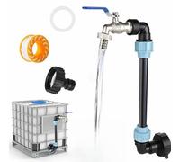 Robinet Raccord cuve 1000L, Adapteur réservoir IBC S60x6, Filetage grossier 3/4, Robinet kit IBC col de cygne, 3/4 pouces