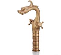 Robinet rétro bronze pour lavabo de salle de bain avec éléments de design élégant, valve à disque pour un fonctionnement fluide et une fiabilité à long terme (version haute)