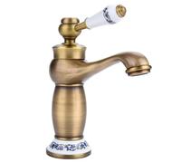 Robinet Rétro de Lavabo Salle de Bain,Mitigeur Robinet Antique Vintage avec Poignée en Céramique,Robinet Salle Bain Eau Chaude et Froide, Laiton antique