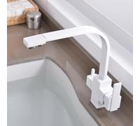 Robinet robinet de cuisine à 3 voies - Filtre blanc à 3 voies pour lavabo, crochets en laiton, levier double, purificateur d'eau, installation facile, conception moderne, construction Beauty