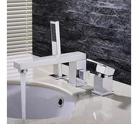 Robinet Robinet de lavabo de Salle de Bain - Douchette Incluse Chrome Monté sur Pont Mitigeur Trois trousRobinets de Bain/Laiton